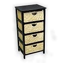 4 Drawer Wicker Basket Compact Storage Shelf