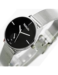 2014 New Style Fashion Colour Mosaic Big Surface Stainess Steel Strap Two Dial Lady Pointer Wrist Watch(black color)W654