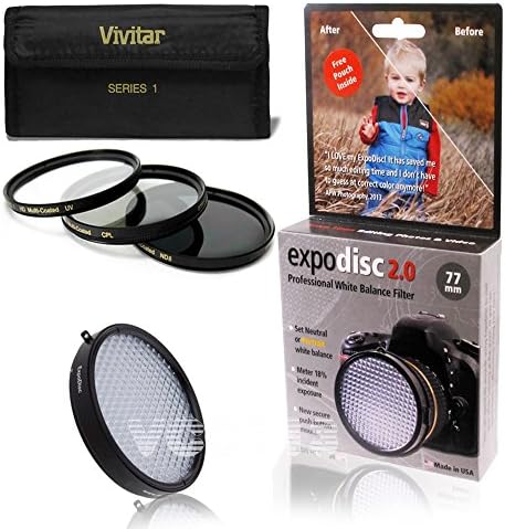 EXPODISC 2.0 WHITE BALANCE FILTER 77mm EXPOD2-77 + VIVITAR KIT 3 Pcs UV/CPL/ND8