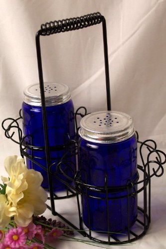 Blue Salt & Pepper Metal Basket