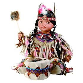 Click here to buy ANEVAY 24 Porcelain Indian w Drum Doll By Duck House~Retired by Duck House Dolls.