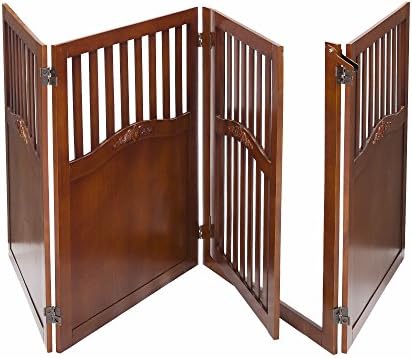 Lady 4 Panels Convertible Dog Gate with One Walk Through Panel - 32 Inch