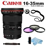 Canon EF 16-35mm f/2.8L II USM Autofocus Lens + Filter Kit (UV-CPL-FLD) + Lens Cap Keeper + Lens Cleaning Pen + Cleaning Kit For Canon Rebel 60D, 7D, 5D Mark, 5D Mark II, 5D Mark III Digital Cameras