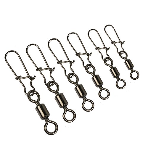 YOGAYET Fishing Ball Bearing Barrel Swivel with Duo-lock Snap Solid Rings Fishing Stainless Steel Rolling Swivel 200pcs/lot