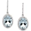 14K White Gold Sky Blue Topaz and Diamond Earrings