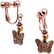 Handcrafted Copper Swirl Butterfly Clip On Earrings