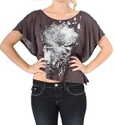 Romeo & Juliet Couture Floral Graphic Poncho in Grey