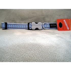 Red Dingo Dog Collar - Reflective Light Blue (Large)