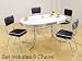 7pc White & Chrome Retro Oval Table & Black Chairs Set