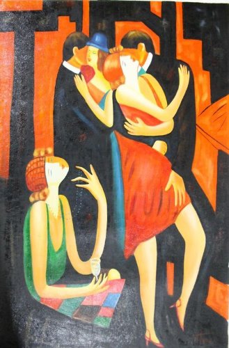 Couple Dance Passion 24x36 2x3 Nightclub Oil 