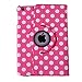 HDE Rotating Leather Stand Case, Hot Pink Polka Dot