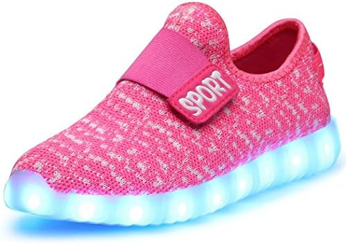 MINMAI Kids 7 Colors USB Charging LED Luminous Light Up Shoes pink EU25