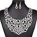 Qiyun (TM) Circles Graduated Bubbles Flat Plaque Bib Statement Choker Necklace Earring Set
