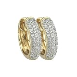 14K Yellow Gold 1/4 ct. Diamond Hoop Earrings