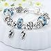 Bamoer 2015 Silver Mother and Children Hand-painted Flower Charm Glass Bead Bracelet