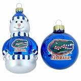 University of Florida Gators Snowman and Ball Mini Blown Glass Ornaments