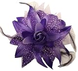 Dotted Silk Flw Clip Feathers ~ Purple (1086)