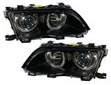 Produkt-Bild: Angel Eyes Scheinwerfer Set, passend f&uuml;r 3er BMW E46 (nur Limo. + Touring), Mod. Bj. 10/01-04/03, Ausf&uuml;hrung: Klarglas Schwarz. Inkl. Motoren f&uuml;r elektr. LWR.