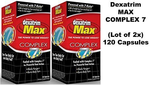 Dexatrim Max Complex 7 Fat Burner/Hunger Blocker Caps, 60 ct (Quantity of 2) by Dexatrim