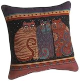Laurel Burch 18-inch Feline Friends Square Pillow