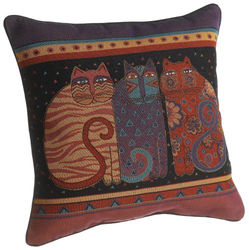 Laurel Burch 18-inch Feline Friends Square Pillow