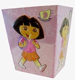 Nick Jr Waste Bin Basket - Dora and Boots Best Friends tin Trash Can - Dora Wastebin (Pink)