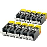 PATRONENSET für Canon PGI525BK mit Chip 10xschwarz - Schwarz je 20 ml, kompatibel zu PGI-525PGBK