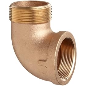 Merit Brass XNL103-06 Lead Free Brass Pipe Fitting 90 Degree Street Elbow, 125 lb, 3/8" NPT Male X Female