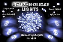 Solar Christmas Lights - 60 White LED String Complete with Solar Panel