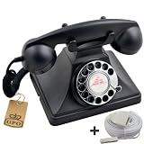 Protelx GPO 200 Classic Retro Rotary Dial Corded Telephone - Black, Plus BT 10m Telephone Extension Cableby ProTelX
