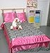 SoHo Hot Pink Satin and Zebra Print Chenille Twin Kids Childrens Bedding Set 4 pcs ** Monthly Special !**