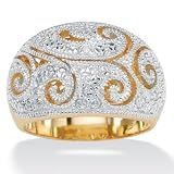Diamond Acc. 18k gold (40 mils) over Sterling Silver Dome Ring
