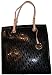 Women's Michael Kors Purse Handbag Large North/South Items Tote Signature Logo Mirror Metallic Black