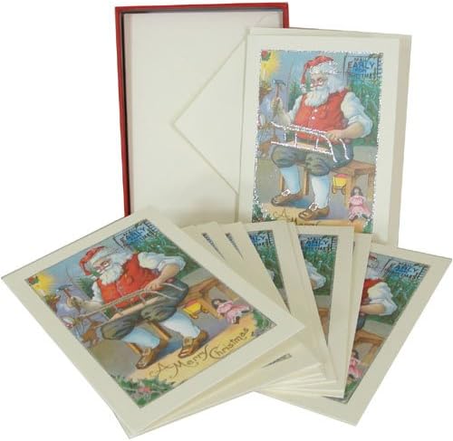 Cavallini Vintage Santa Greeting Cards with Envelopes, One