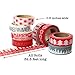 Crafty Rabbit Christmas Washi Tape - Set of 8 Rolls - 262 Feet Total - Red, Grey, White
