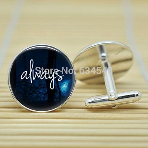Pretty Lee Harry Potter Always In Silver Cufflinks Glass Cabochon Cufflinks C3563