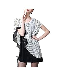 Chiffon/Cotton Belted Plaid Print  Dress