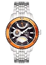 Bulova Men's Marine Star Stainless Steel Bracelet Black Dial Watch #98B112