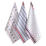 Tag 100-Percent Woven Cotton Dishtowels, Set of 3 Patriotic Stripe