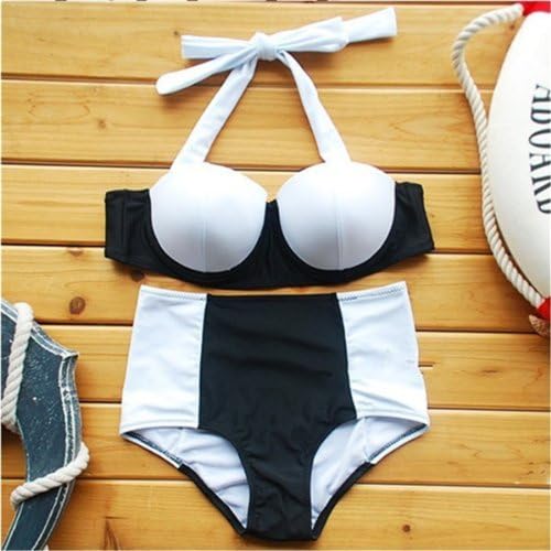 PrettyGirl Women Push up Bikini Padded Trikini Swimwear Swimsuits High Waist Short Bottom Swimwear