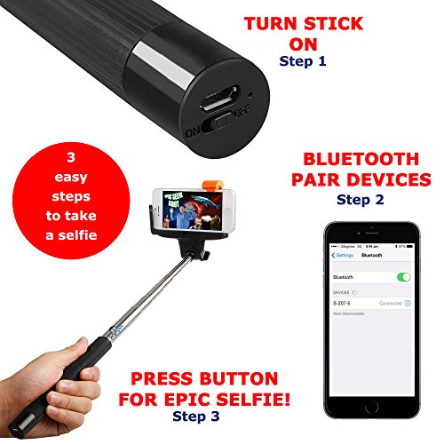 Ultimate Selfie Stick With Wireless Bluetooth Remote Shutter From Gadget Geek. Fits Most iPhones and Smartphones. Huge One Meter Reach, Adjustable Phone Holder With Swivel Head For Multiple Angles. Grab Yours Today. Better Selfies Or Your Money Back!