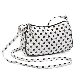 Olive n Figs Quilted Shoulder Handbag - Black & White Polka Dots