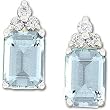14K White Gold Sky Blue Topaz and Diamond Earrings