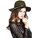 f2277 Big Brim 100%Wool Felt Fedora w/ Faux Leather Band (A OLIVE)