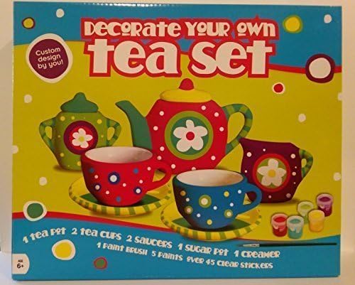 Rivchell Decorate Your Own Miniature Tea Set Ages 6 and Up for Girls Toys