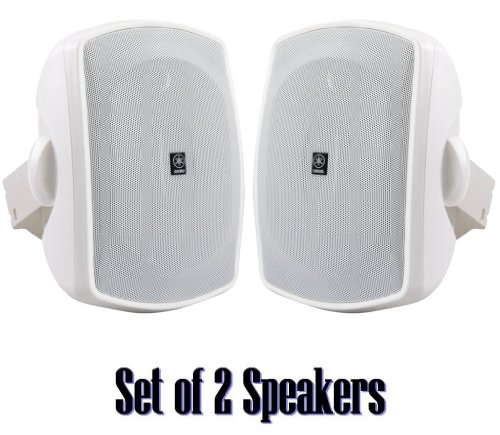 Yamaha All Weather Outdoor / Indoor Wall Mountable Natural Sound 130 watt 2 way Acoustic Suspension Speakers - White - with 50ft 16 AWG Speaker Wire - Compatible with All Audio / Video Home Theater Sound Systems, Components, CD Players, or Receivers