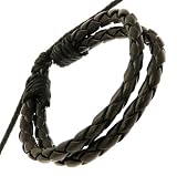 Neptune Giftware Mens Black Leather Double Strap & Cord Surf Wristband Bracelet - 66