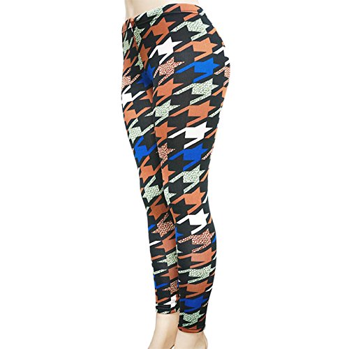 ShoSho Womens Fleece Lined Plus Size Leggings (Colorful Houndstooth, 3X/4X)