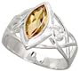 Sterling Silver Celtic Ring, w/ Marquise Cut Natural Citrine Stones, 1/2" (13mm) wide, size 8