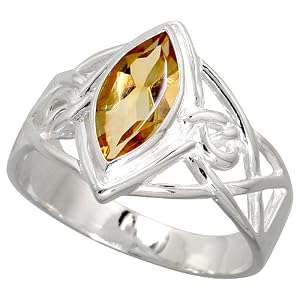 Buy Sterling Silver Celtic Ring, w  Marquise Cut Natural Citrine Stones, 1 2 (13mm) wide